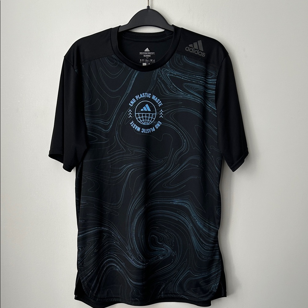 Adidas Men's Black and Blue Running Tee